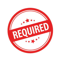 A red circular stamp with the word required written across it in white letters.