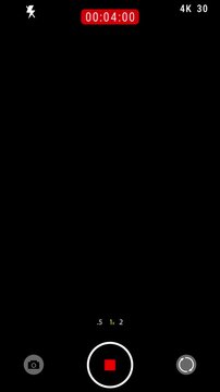 Camera phone recording screen overlay animation vertical on  black background, screen interface of video recorder digital display with timer. 4K video.