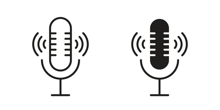 Podcast icon set. Linear style. Vector icons