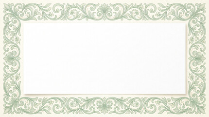 Clean White Stationery with Sage Green Islamic Arabesque Floral Frame