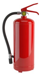 Obraz premium Red Fire Extinguisher 3D Render Isolated on White Background Industrial Safety and Protection Equipment