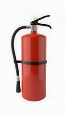 Realistic Red Fire Extinguisher Isolated on White Background 3D Illustration of Emergency Safety Equipment for Fire Protection Prevention and Industrial Security Concept