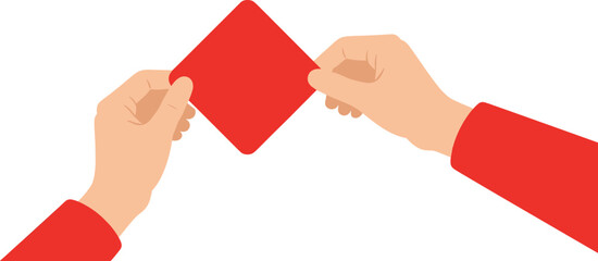 Obraz premium Two hands exchanging a red card in a business setting