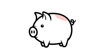 Obraz premium Adorable Cartoon Piggy Illustration Isolated White