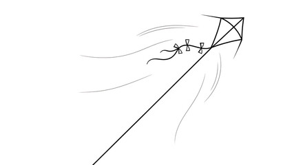 Fototapeta premium Dynamic Black Line Art Kite in Flight Illustration
