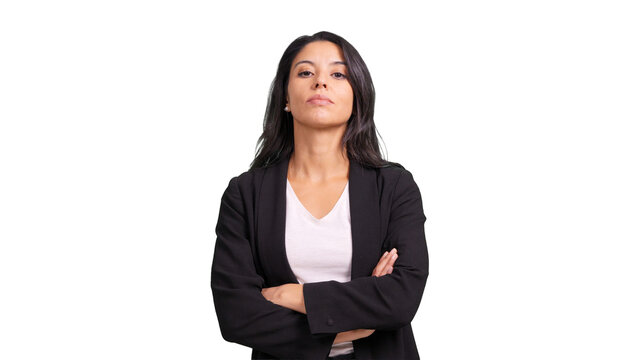 Confident business woman standing with arms crossed