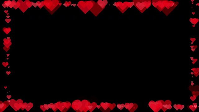 Minimalist Red Heart Shapes Border for Clean Romantic Presentation