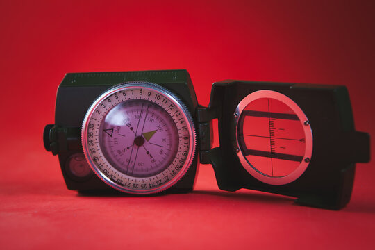 compass on a red background