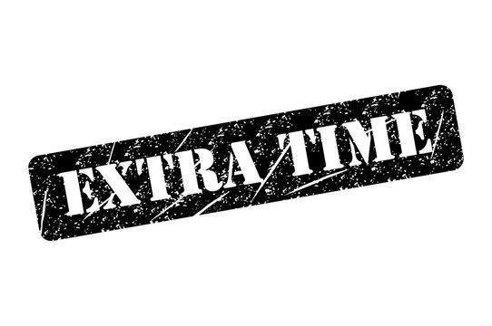Extra time stamp symbol, label sticker sign button, text banner vector illustration .