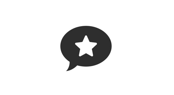 A black speech bubble with a white star.