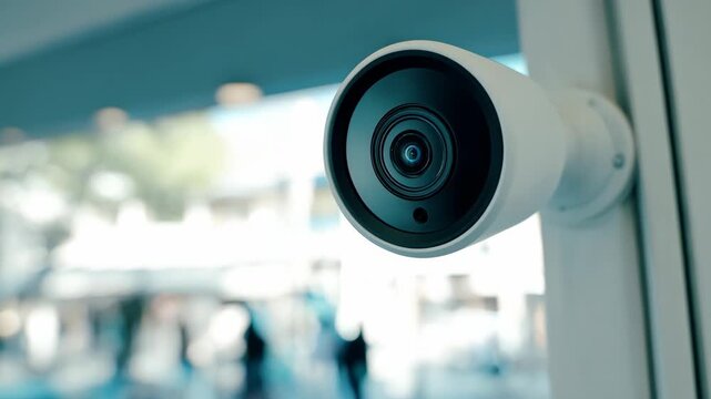 Medium shot of a compact security camera mounted on a wall illustrating realtime smart device surveillance for home safety and investigative purposes.