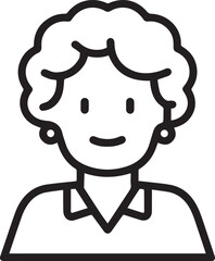 Obraz premium Old Woman Black and White Avatar Illustration in Minimal Line Art Style Design