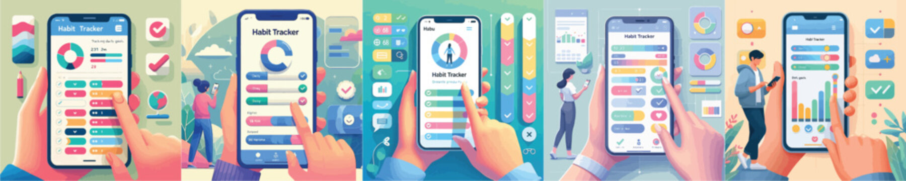 Vector of Habit Tracker Progress