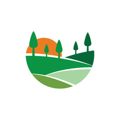 Landscape logo symbol design vector. simple flat logo template.