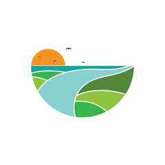 Landscape logo symbol design vector. simple flat logo template.
