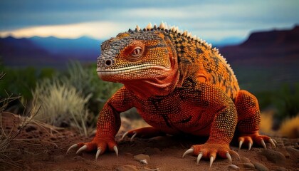 Vibrant iguana portrait in natural habitat with stunning colors.