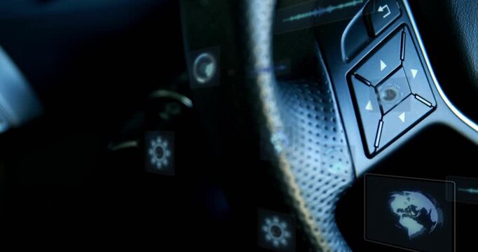 View panning right, wheel controls centering, faint icons floating over wheel to highlight controls