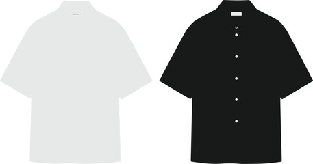 Black and white short sleeve button down shirt mockup set © Firoz