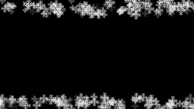 Elegant White Snowflakes Frame on Black for Wedding and Winter Events