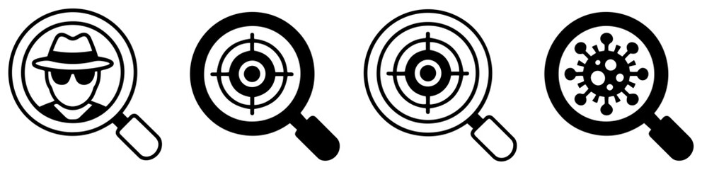 Obraz premium fraud hacker virus detection vector icons