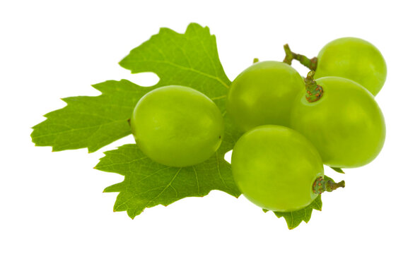 Green grapes isolated on white background.