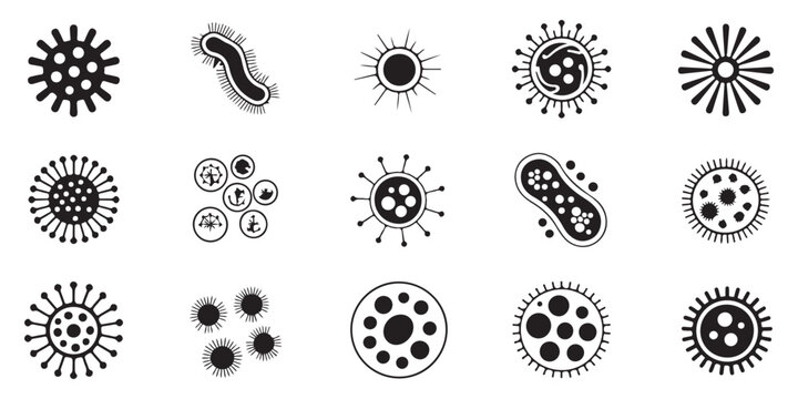 Vector Icons of Viruses and Bacteria: Microbes for Medical and Educational Content