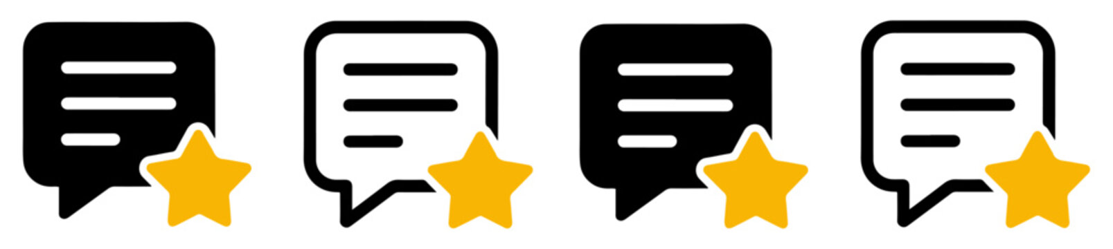 feedback review star chat icon set