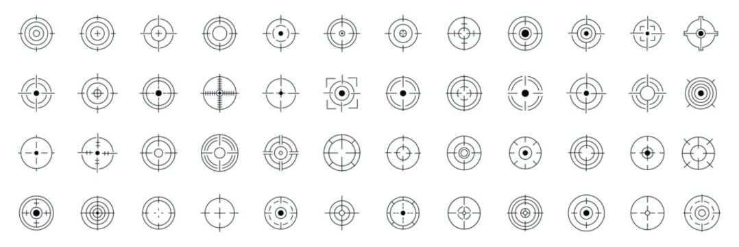 Crosshair and Target Icons &ndash; Sniper Scope, Aim Point, Radar Target Vector Set