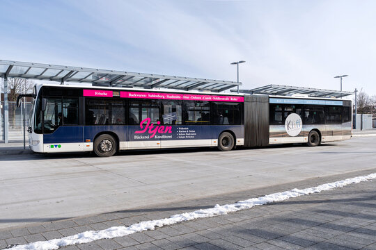 Cuxhaven, Germany - February 19, 2026: KVG Mercedes-Benz Citaro articulated bus at Cuxhaven central bus station
