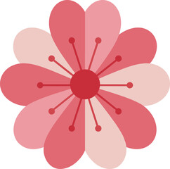 Fototapeta premium Pink floral vector icons set isolated on white background, simple flat blossom designs for spring, summer, wedding and greeting cards