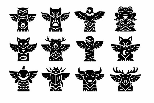 Wildlife icon flat emblem totem sign guardian animal vector abstract