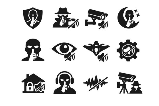 Sign image monitoring generation silent vector glyph mark emblem simple stealth icon