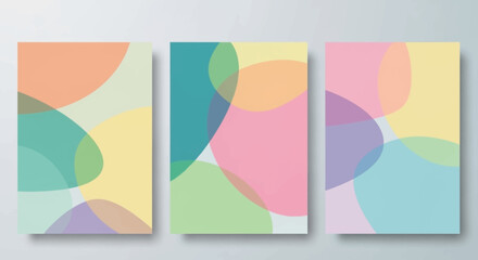 Obraz premium Soft Pastel Abstract Overlapping Shapes Background Set. Modern Minimalist Organic Art Collection.