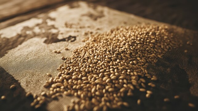 A pile of golden wheat grains, a visual representation of food security and global hunger statistics