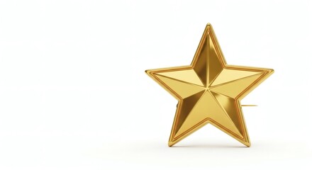 Obraz premium A single, radiant golden star sits proudly. A close-up shot that highlights the intricate craftsmanship of the iconic shape. The star glistens, offering a captivating symbol of achievement.