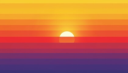 Obraz premium Vibrant sunset with colorful gradient layers and bright sun