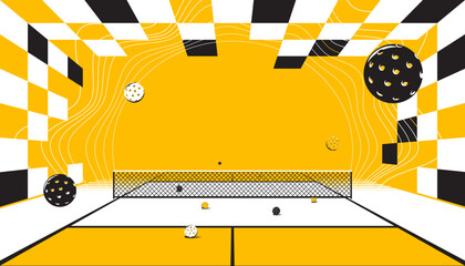 Naklejka premium Pickleball court banner design. The sports concept