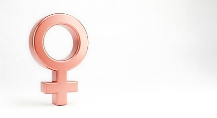 Rose gold female gender symbol on a clean white background