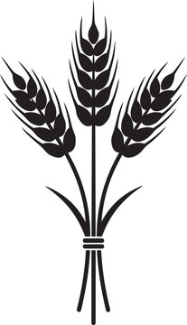 Wheat Stalks Silhouette Minimalist Bundle of Three Wheat Heads Tied with Grass Agriculture Nature Flat Vector Icon