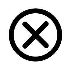 Obraz premium A black circle icon with a white X marked through it on transparent background