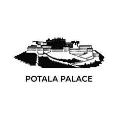 Silhouette of the potala palace in lhasa tibet with text below