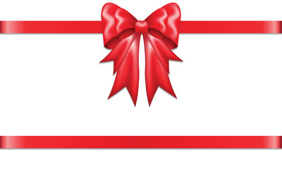 Realistic red ribbon with a decorative bow on a white background