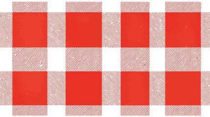 Fototapeta premium Red and White Buffalo Plaid Seamless Pattern, Rustic Gingham Check Background with Grunge Texture for Christmas, Picnic, and Textile Design