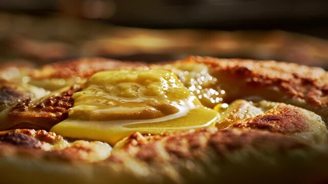 Hot authentic indian paratha flatbread melting golden ghee butter traditional homemade cooking delicious culinary vegetarian food preparation rustic breakfast diet meal nutrition recipe