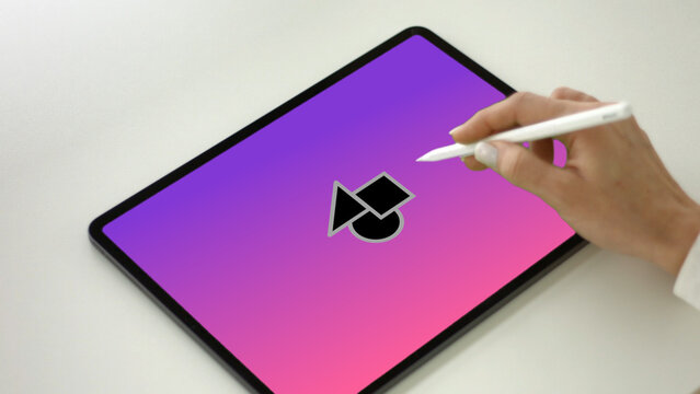 Tablet 5 Static With Pen &ndash; High Detail Touchscreen Device Presentation, Modern Screen Animation, Website and App UI UX Interface Showcase Template
