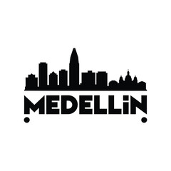 Obraz premium Silhouette of medellin skyline with city name prominently displayed below