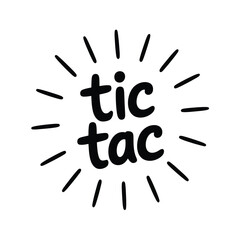 Fototapeta premium Black and white illustration of tic tac with radiating lines