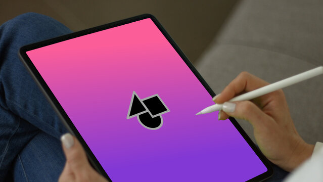 Tablet 9 Static with Pen &ndash; High Detail Touchscreen Device Presentation, Modern Screen Animation, Website and App UI UX Interface Showcase Template
