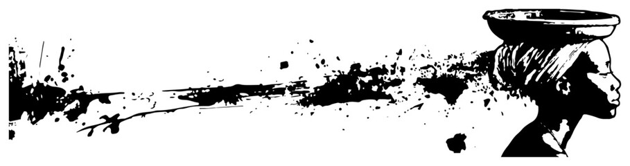 Artistic silhouette of an African woman carrying a traditional vessel on her head © UrbanDruid