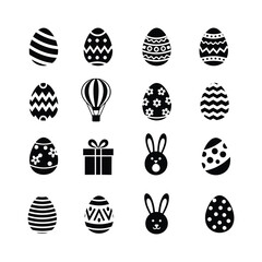 Fototapeta premium Easterthemed icons featuring eggs bunnies gift box.